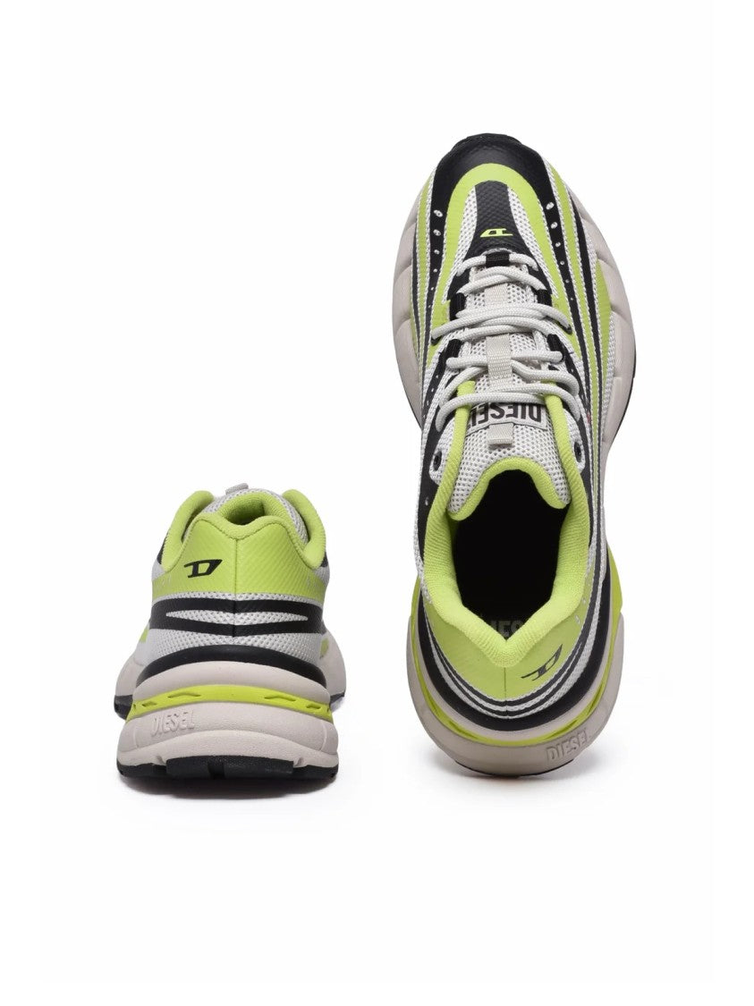 Diesel White-Green Polyester Airspeed Sneakers