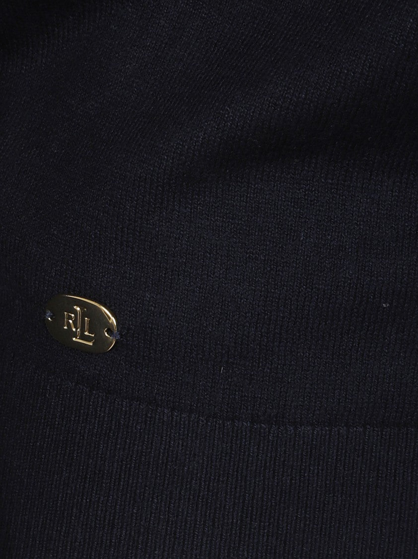 Lauren Ralph Lauren Navy High Neck Sweater With Ribbed Details