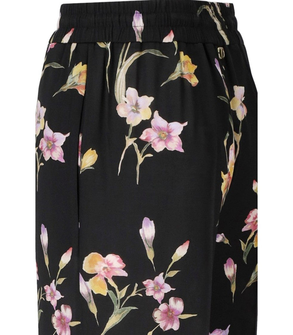 Twin-Set Black Floral Wide Leg Trousers