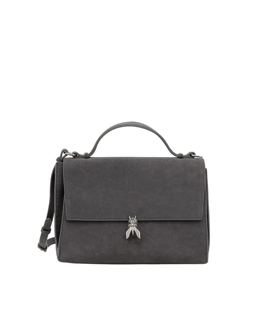 Patrizia Pepe Grey Suede Box Crossbody Bag