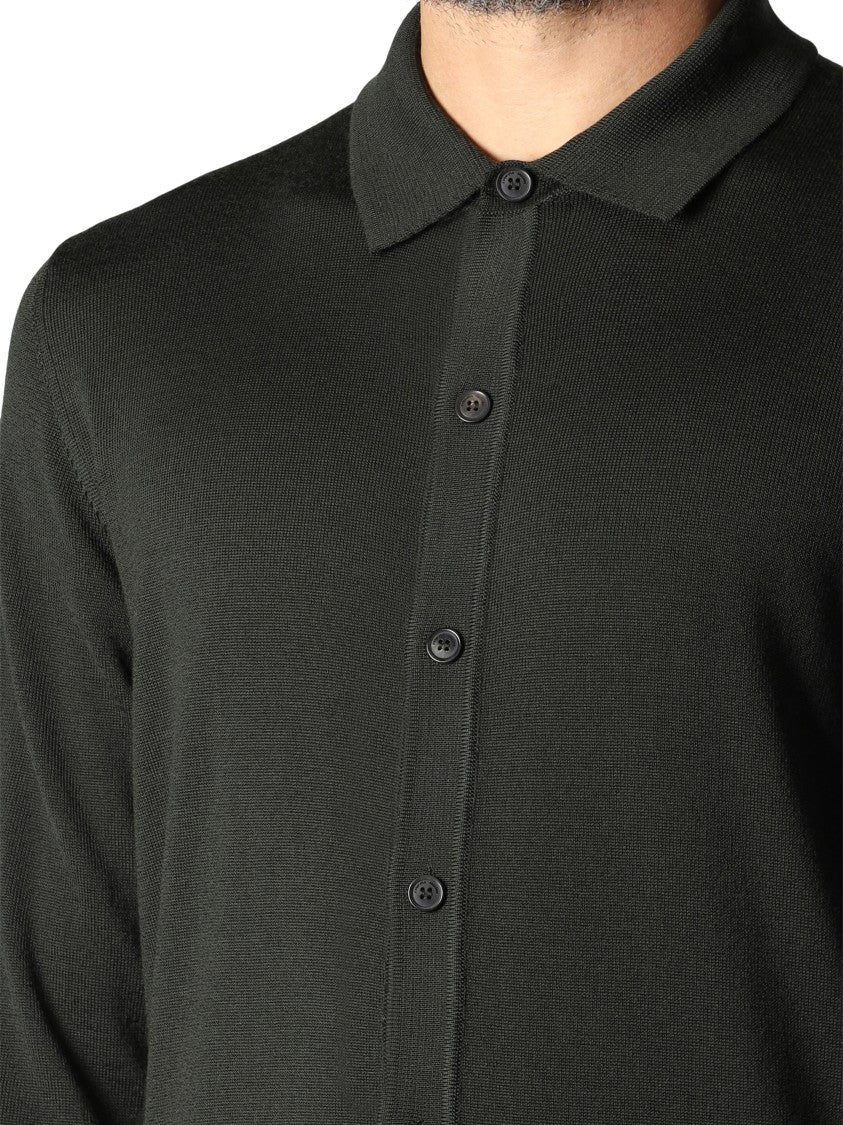 Roberto Collina Fine Merino Wool Long-Sleeve Button-Up Shirt