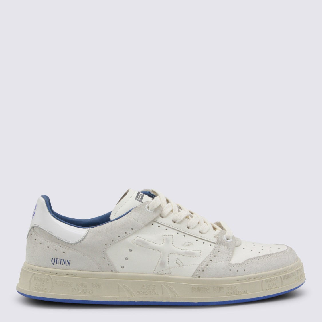 Premiata Low-Top White Sneakers With Suede Overlays