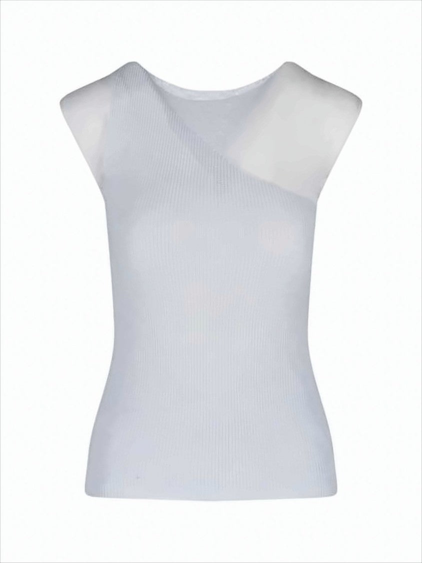Paloma Wool Asymmetrical White Knit Tank Top