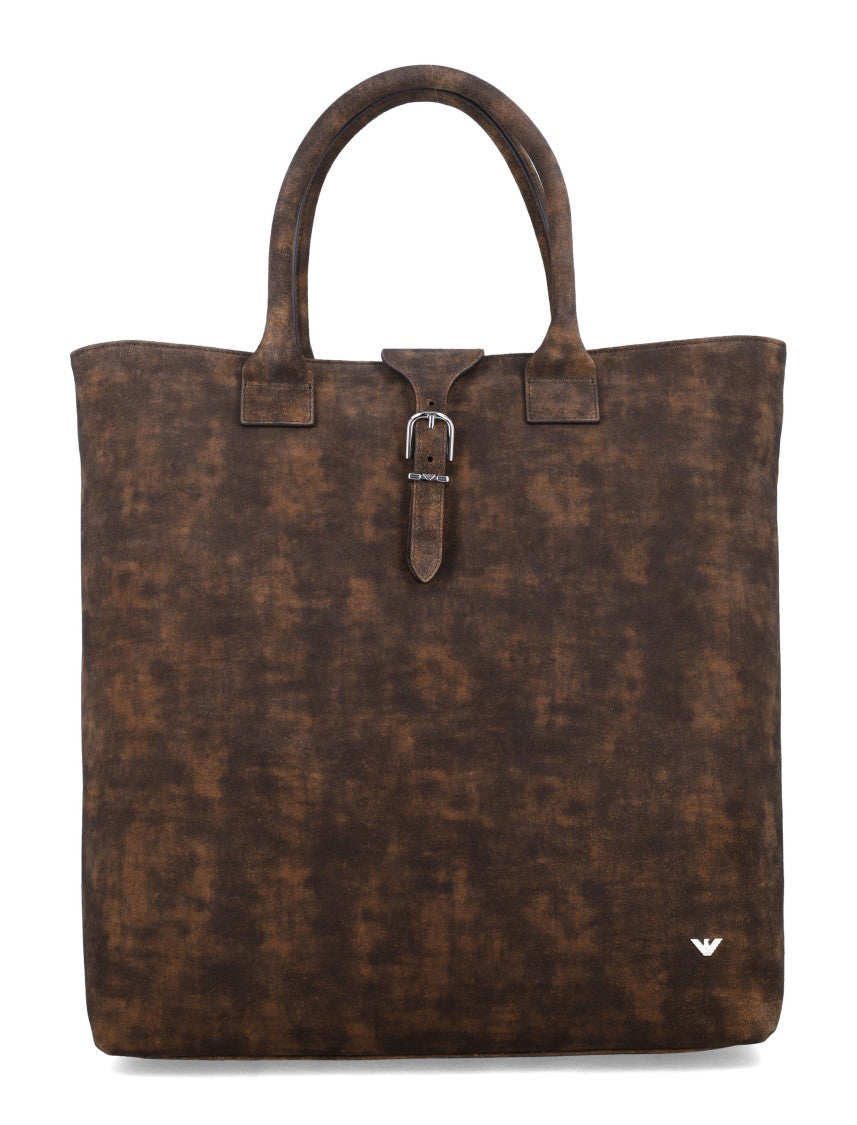 Emporio Armani Vintage-Effect Suede Shopper Bag