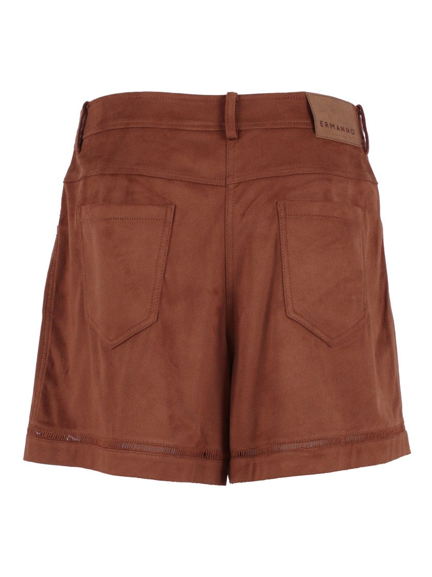 Ermanno Scervino Tailored Suede Brown Shorts