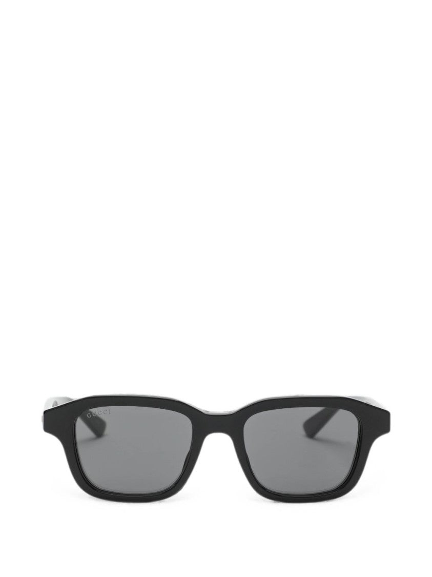 Gucci Black Rectangular Acetate Dark-Tinted Sunglasses