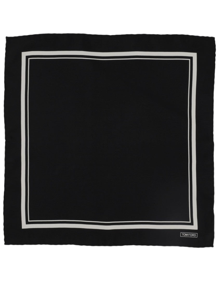 Tom Ford Subtle Double-Line Border Silk Pocket Square