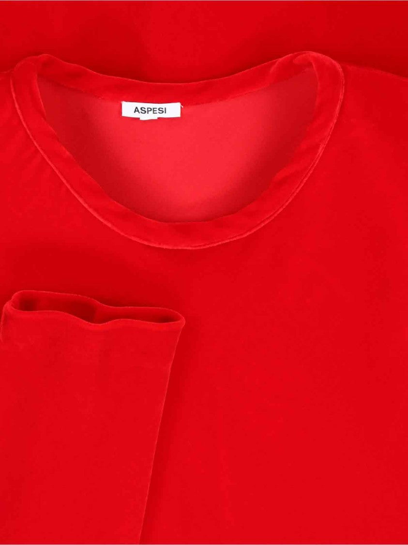 Aspesi Midi Dress With Round Neckline And Three-Quarter Sleeves