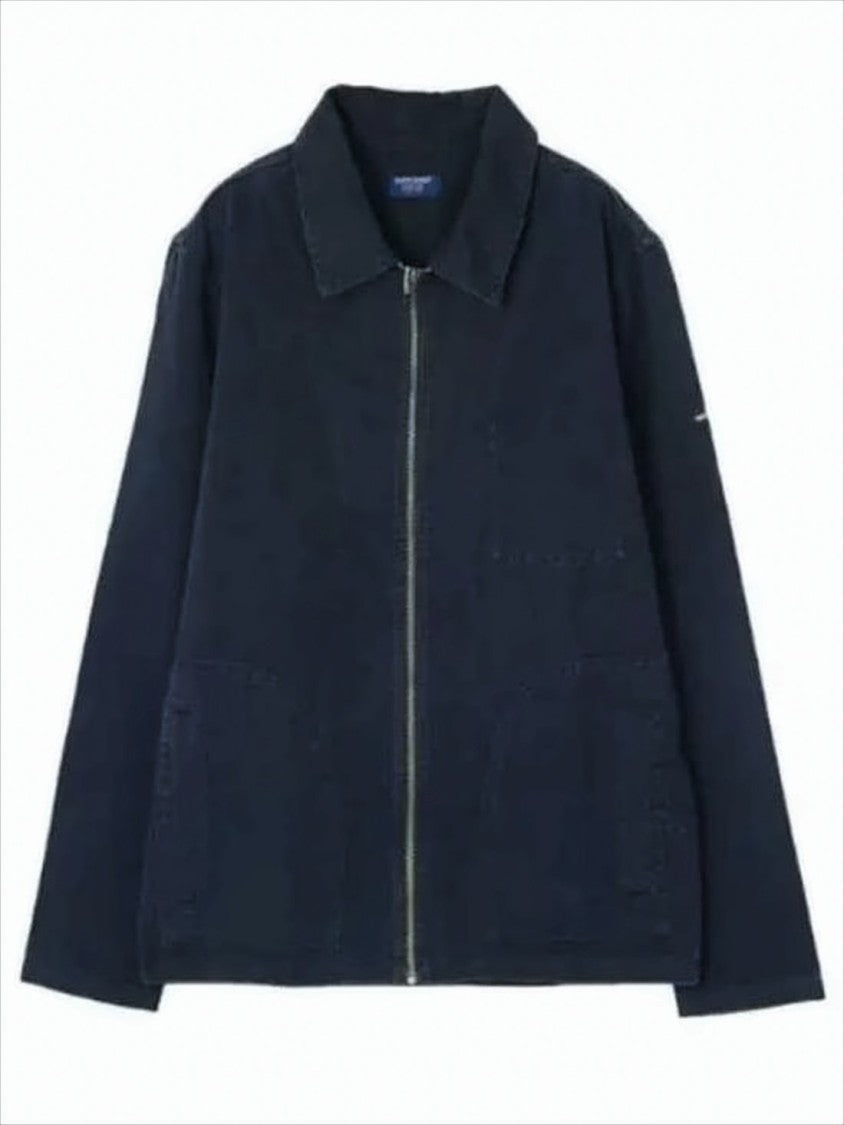 Saint James Minimalist Blue Zip-Up Jacket With Structured Collar