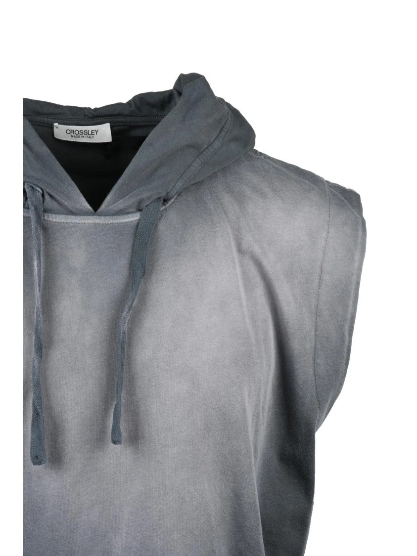 Crossley Grey Sleeveless Hooded Cotton T-Shirt