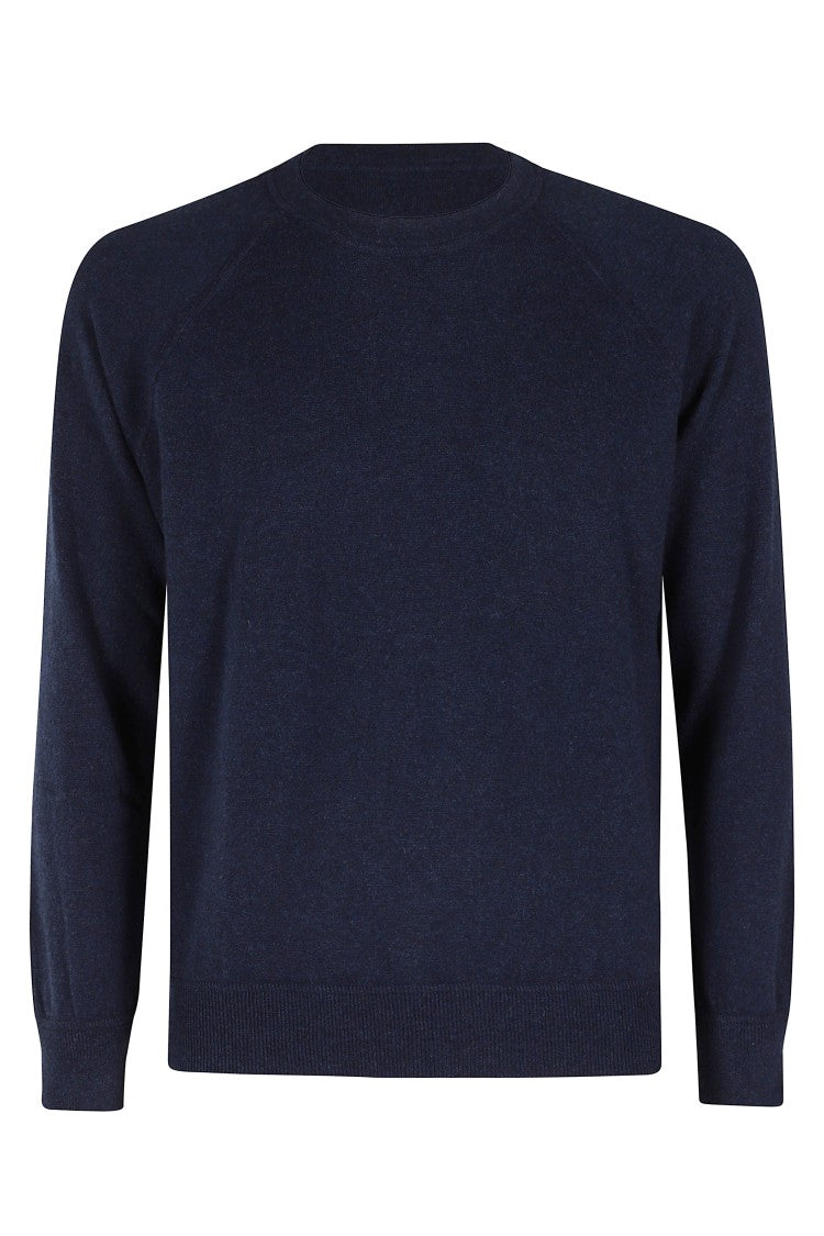 Gran Sasso Navy Raglan Sleeve Crewneck Cashmere Sweater