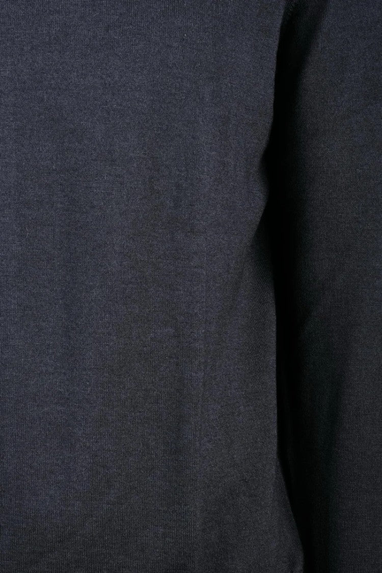 Planet Grid Grey High-Neck Wool Sweater