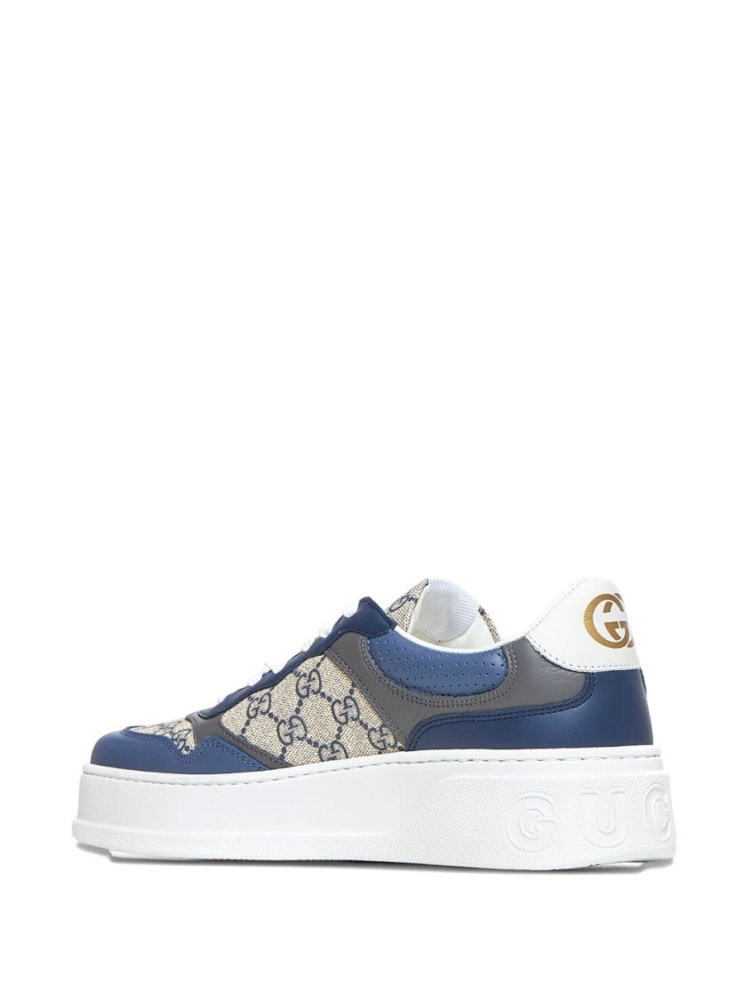 Gucci Low-Profile Sneakers With Calfskin And Patterned Fabric