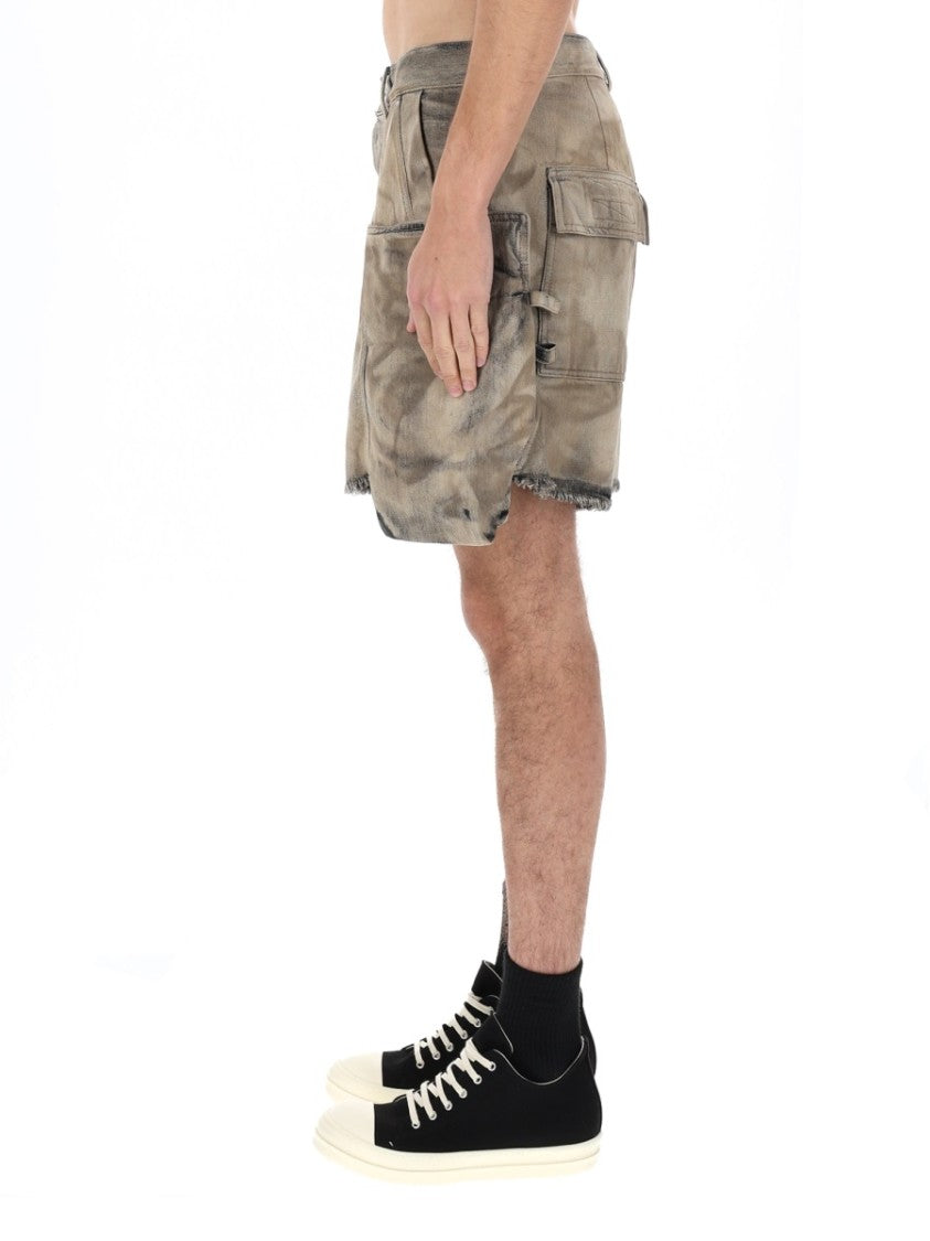 Drkshdw By Rick Owens Stefan Cotton Marbled Cargo Shorts