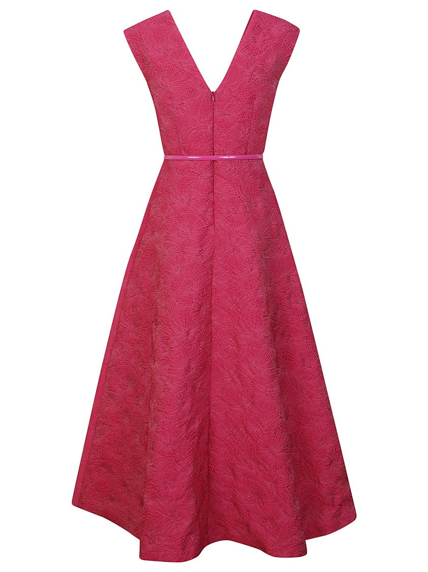 Max Mara A-Line Midi Dress With Deep V-Neckline