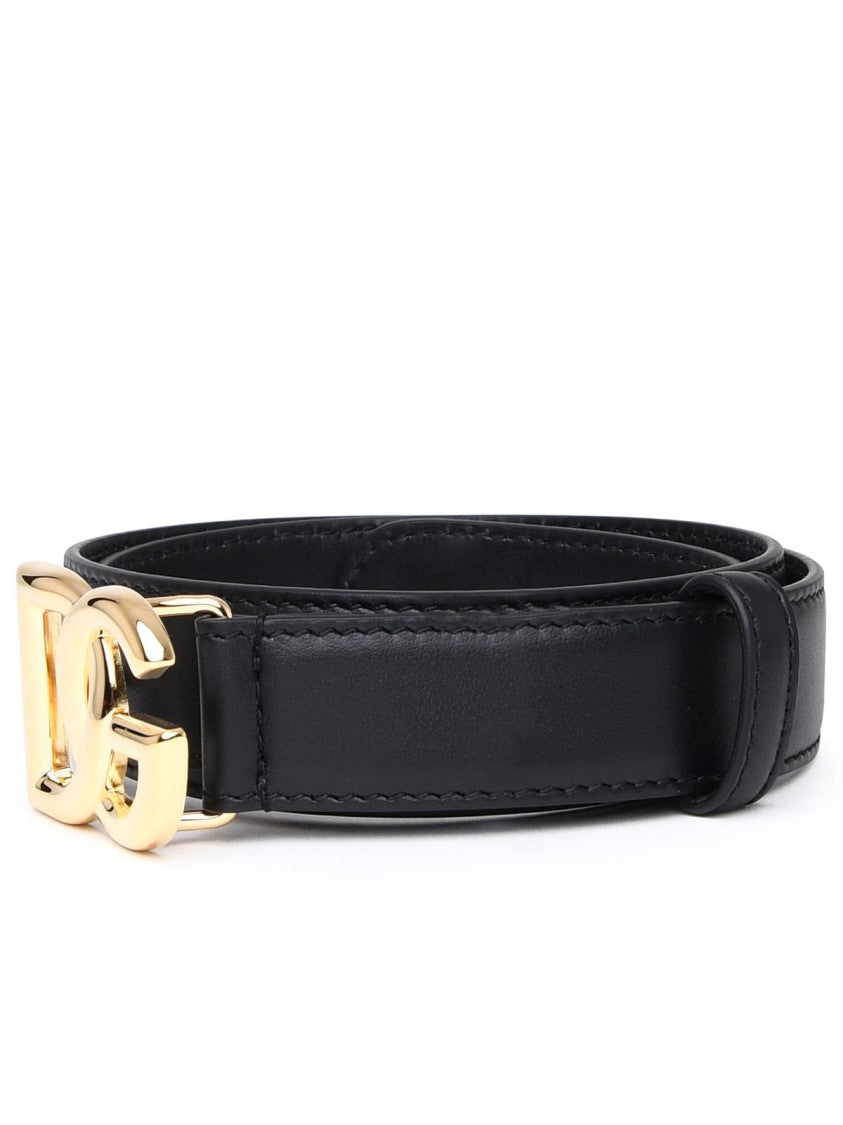 Dolce & Gabbana Dg Black Leather Belt