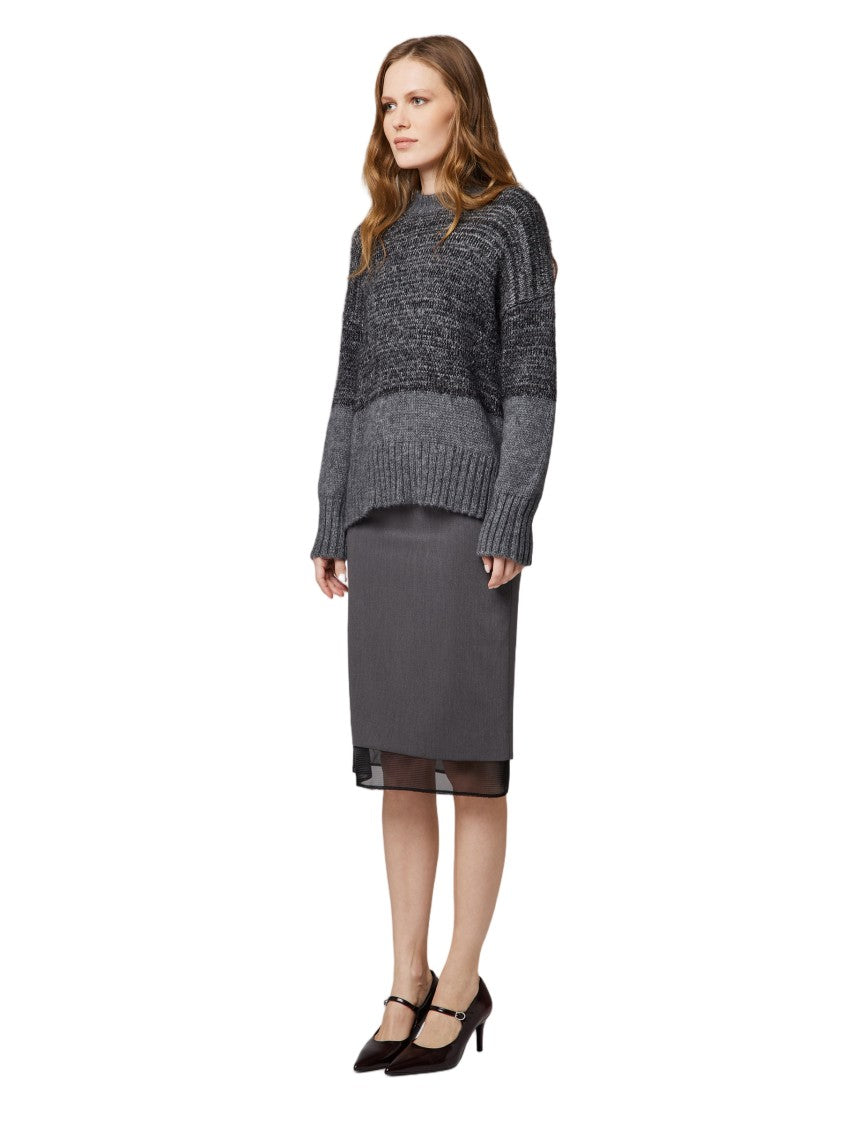Alpha Studio Textured Long-Sleeve Crewneck Sweater