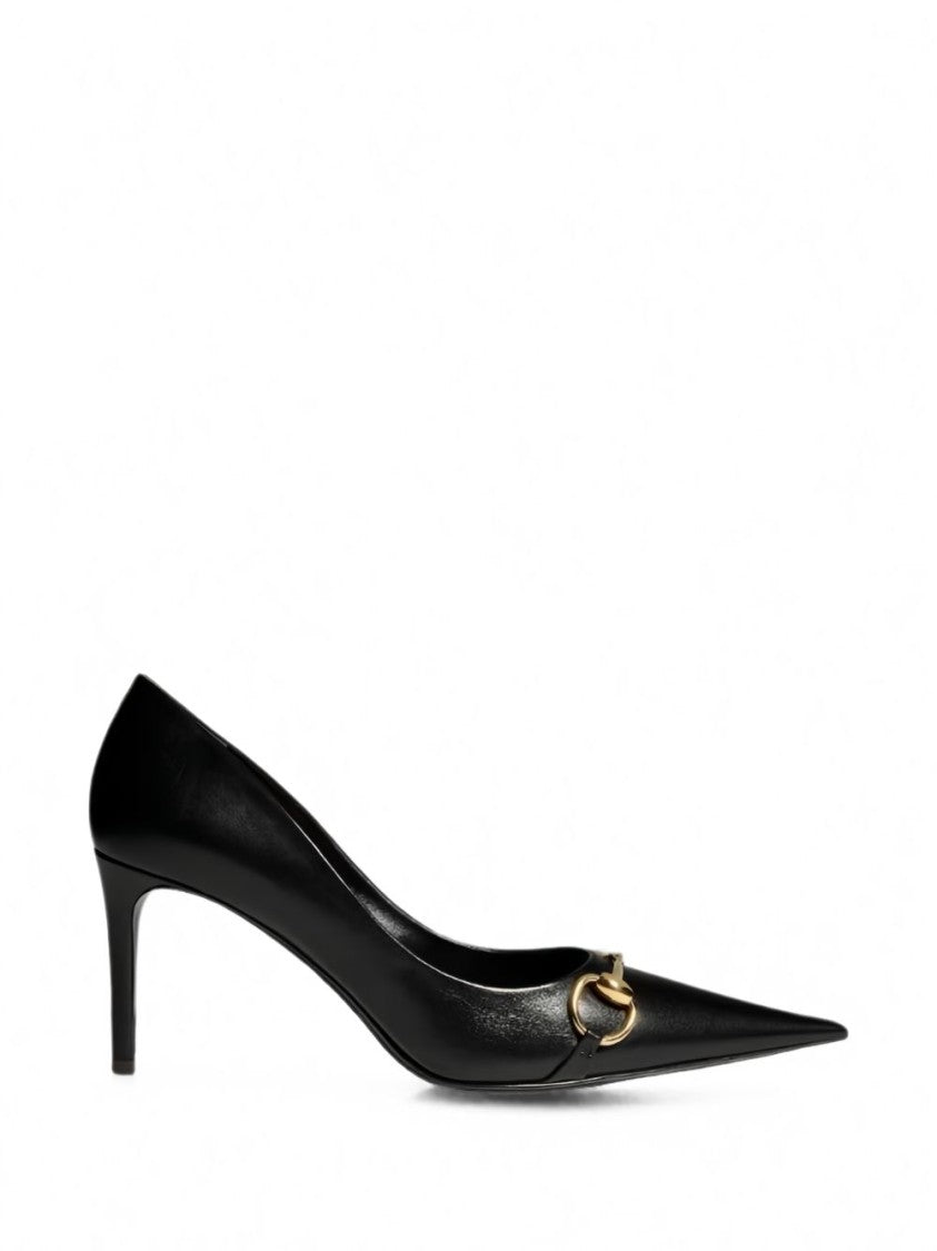 Gucci Pointed-Toe Horsebit Detail Leather Pumps