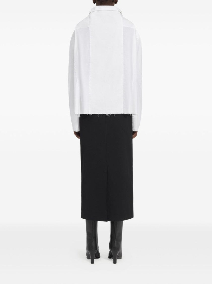 Mm6 By Maison Margiela Boxy White Shirt With Avant-Garde Extended Panel