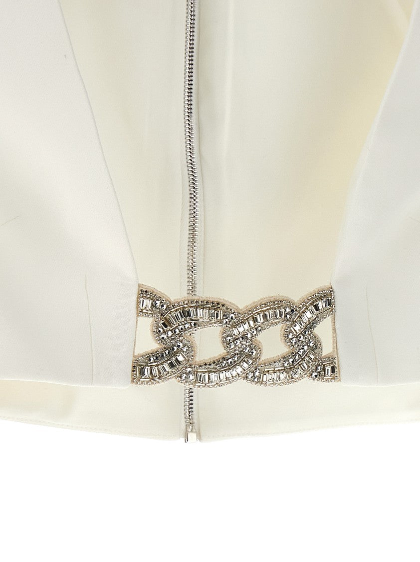 David Koma 3D Crystsal Chain And Square Neck' Top