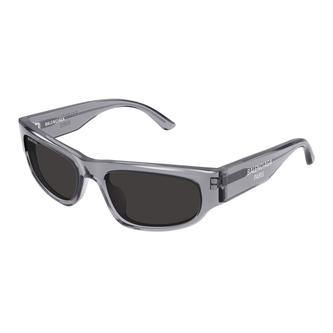 Balenciaga Bb0388s Translucent Smoky Grey Rectangular Sunglasses