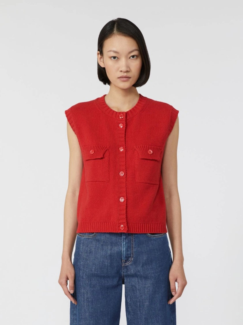 Max Mara Caprara Knitted Vest With Ribbed Trims