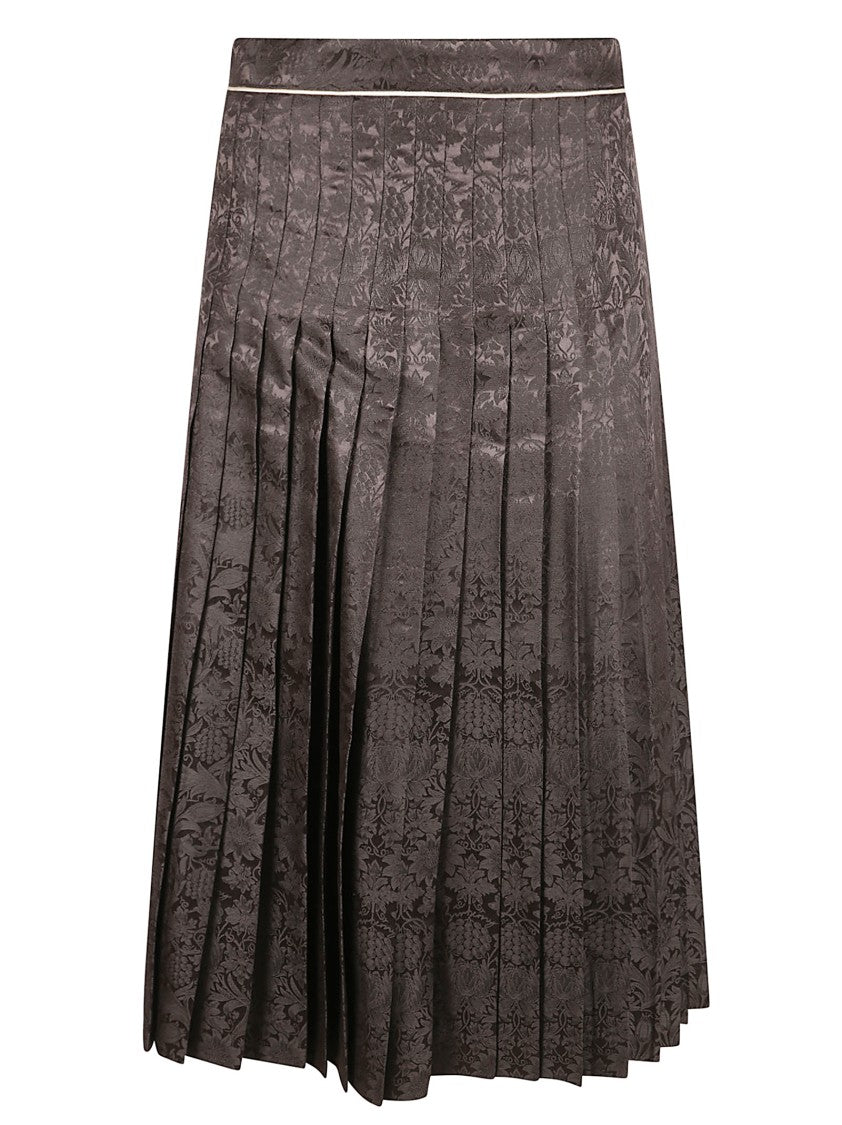 Burberry Silk Jacquard Wrap Skirt With Front Pleats