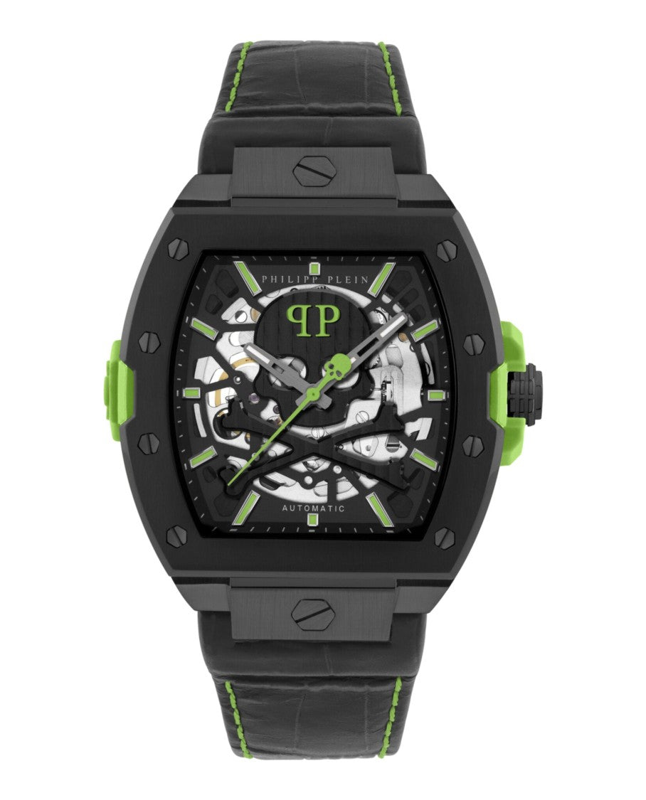 Philipp Plein Automatic Skeleton Dial Timepiece With Calf Leather Strap
