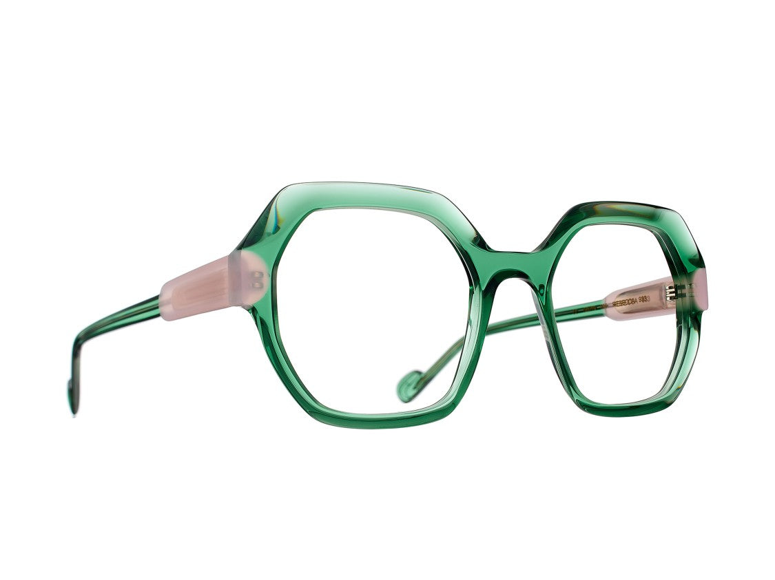 Caroline Abram Green Rebecca Translucent Acetate Geometric Sunglasses