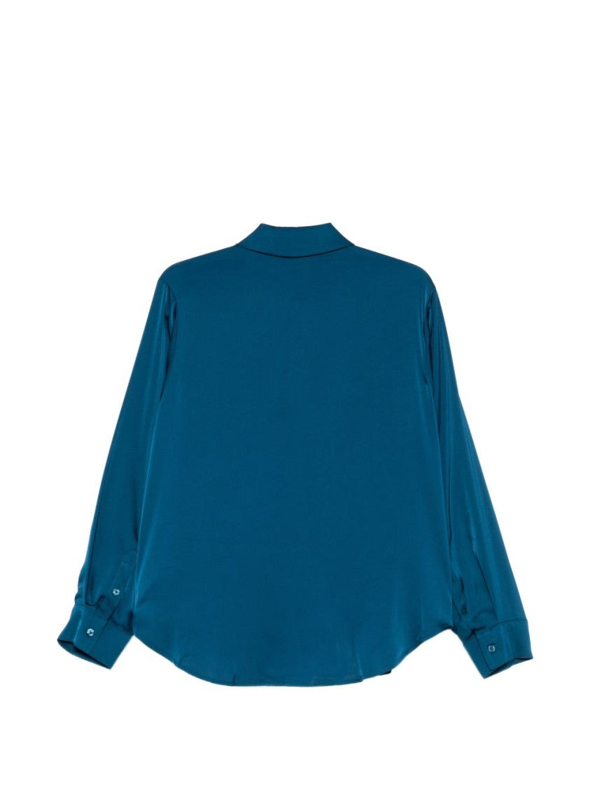 Michael Kors Button-Down Blue Shirt With Classic Collar And Curved Hemline