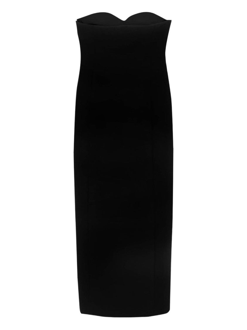 Khaite Black Midi Dress With Sweetheart Neckline