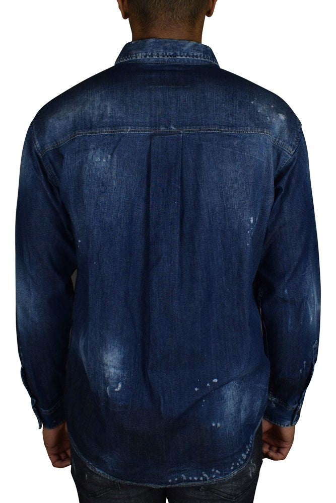 Dsquared2 Distressed Blue Denim Shirt