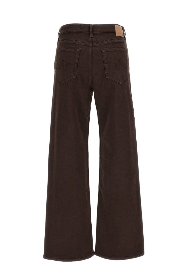Ag Brown New Baggy Stretch Denim Wide-Leg Jeans
