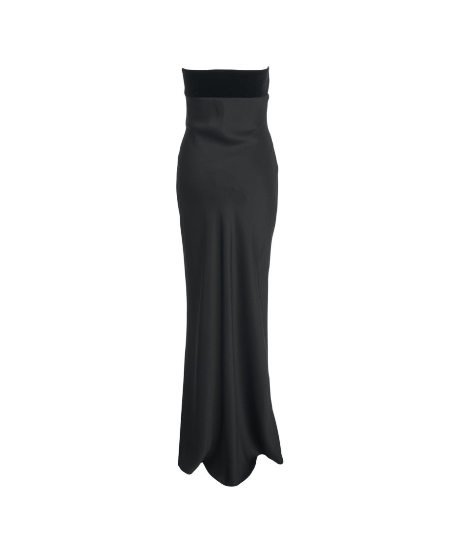 Max Mara Strapless Floor-Length Maxi Dress With Velvet Bodice