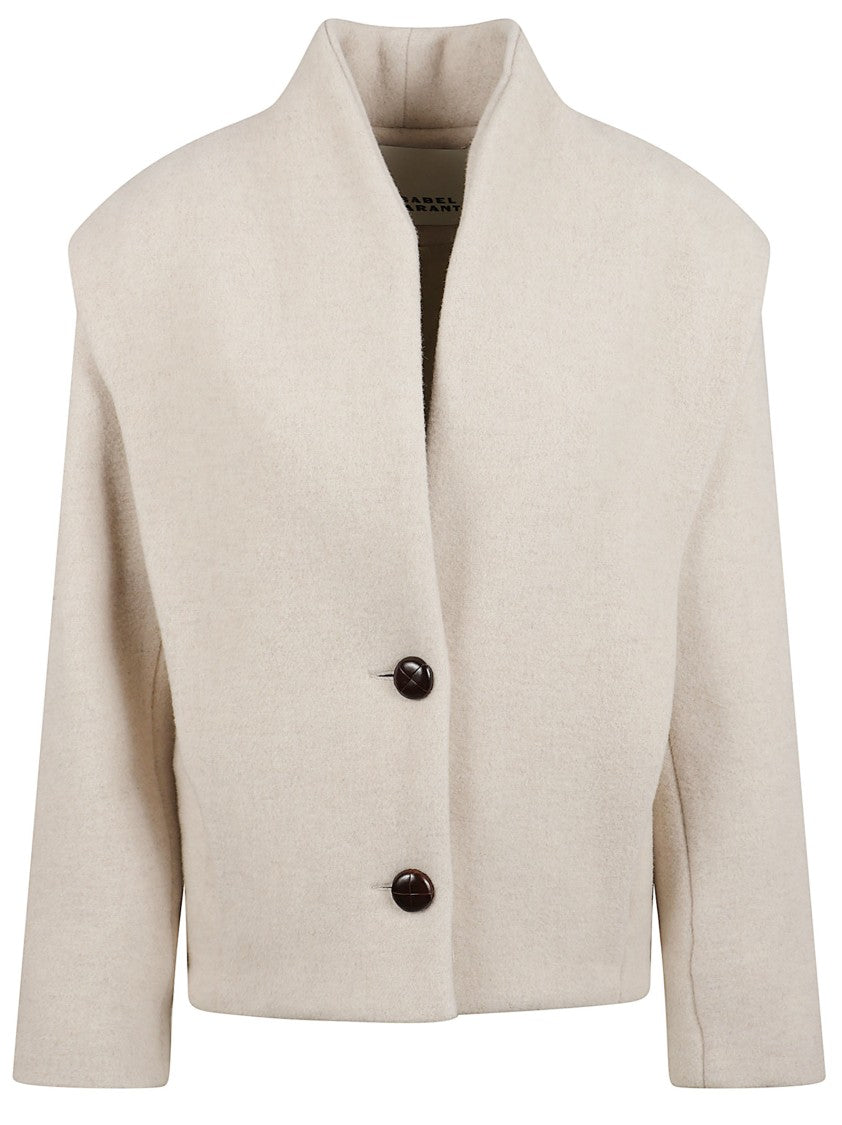 Isabel Marant Cropped Beige Coat With V-Neckline