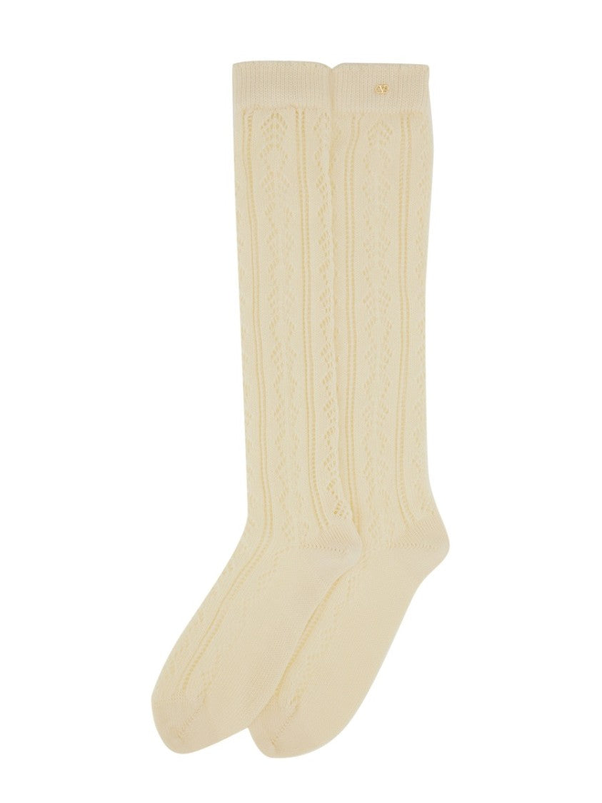 Valentino Perforated Cotton Socks With Vlogo