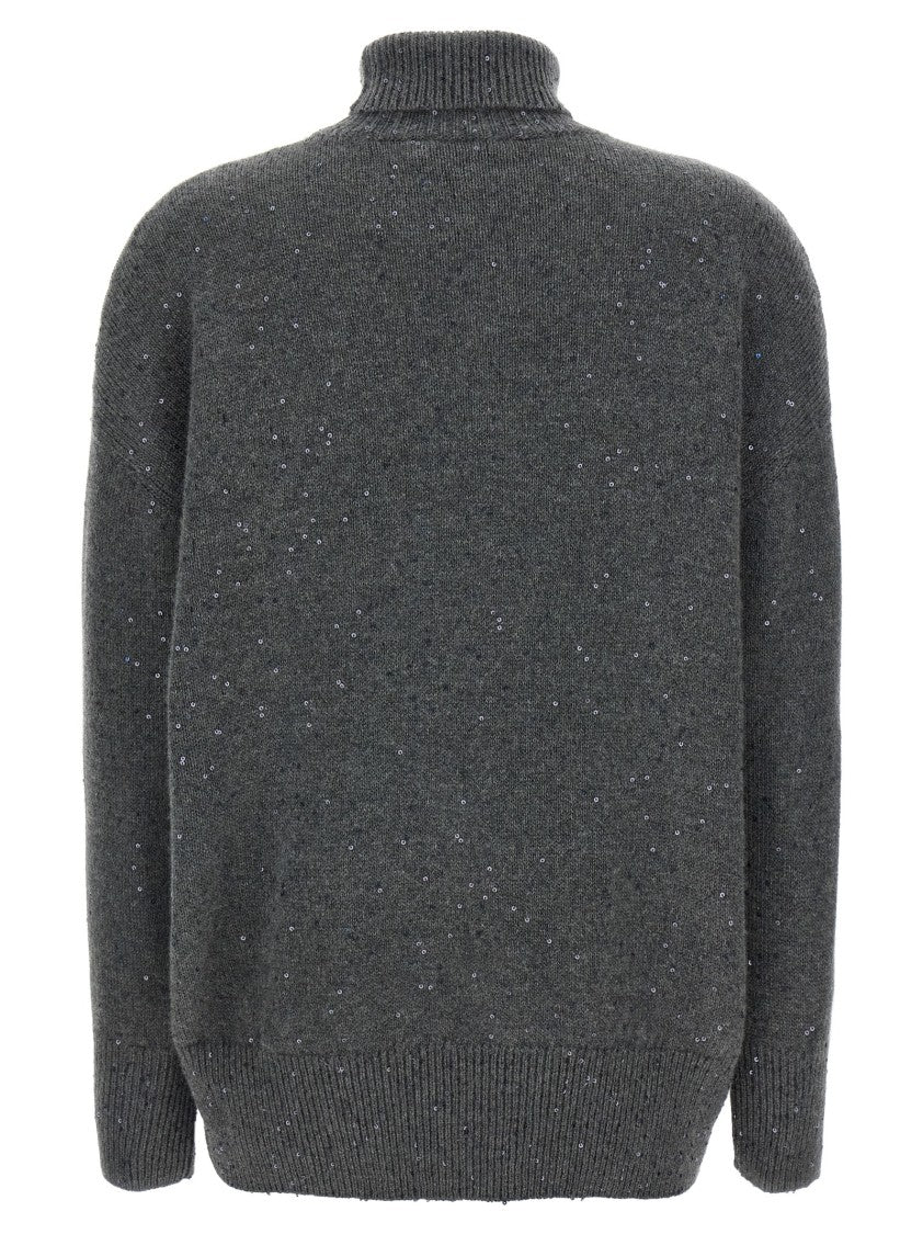 Brunello Cucinelli Cashmere Blend Sweater With Microsequin Embroidery
