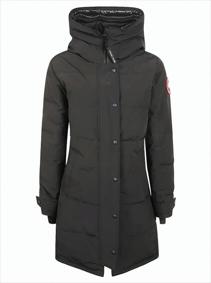 Canada Goose Mid-Length Padded Coat With Detachable Hood And Quilted Design