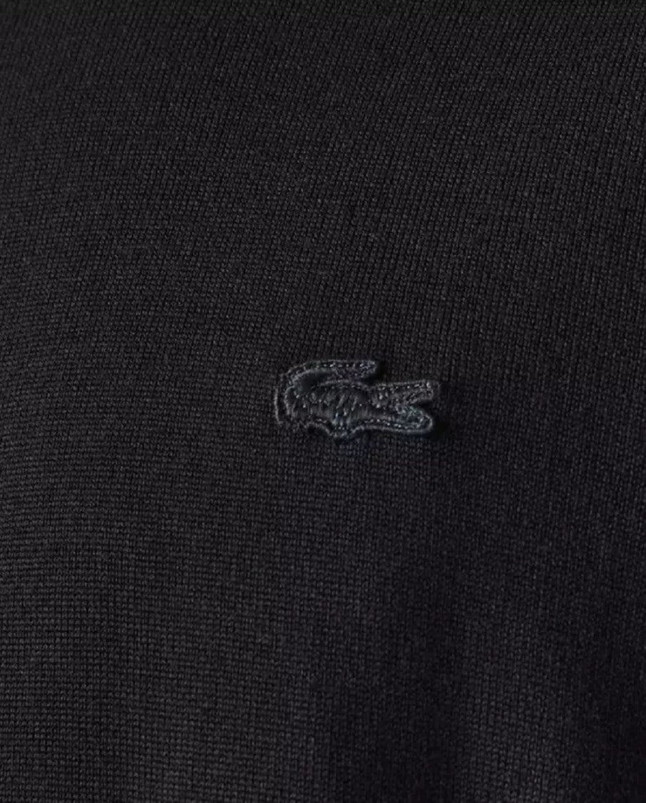 Lacoste Crew Neck Black Wool Logo Sweater