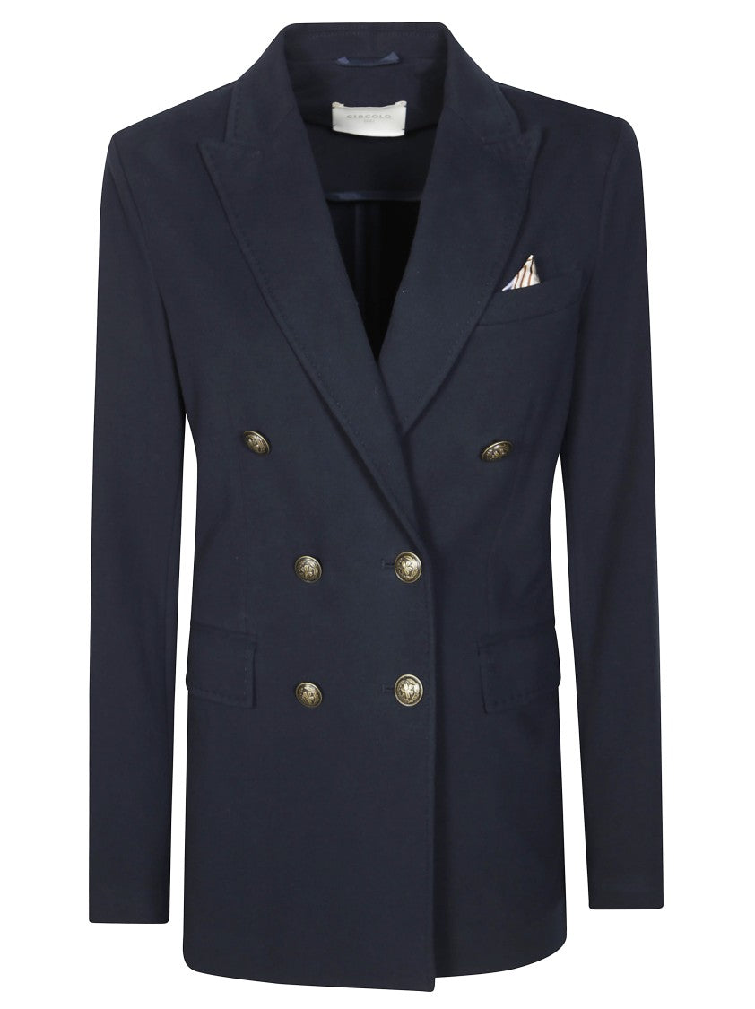 Circolo Double-Breasted Tailored Jacket With Notched Lapel