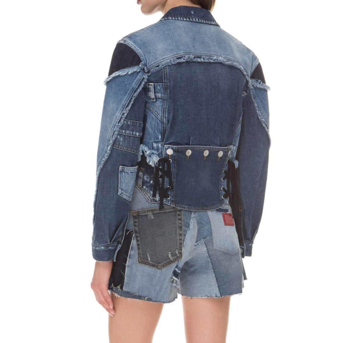 Dolce & Gabbana Cropped Denim Jacket With Patchwork Design