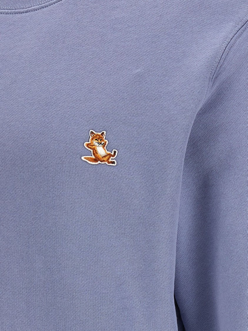 Maison Kitsuné Long-Sleeve Crewneck Sweatshirt With Embroidered Fox Emblem