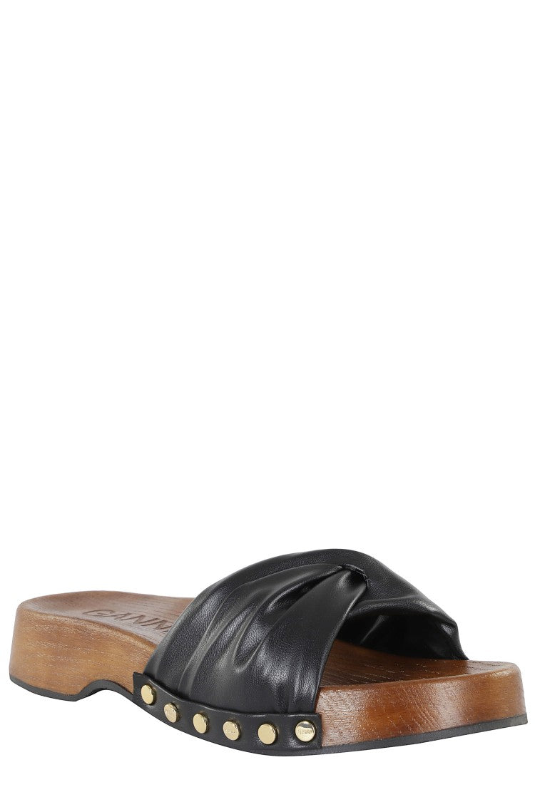 Ganni Black Tia Fairy Clog Studded Polyurethane Clogs
