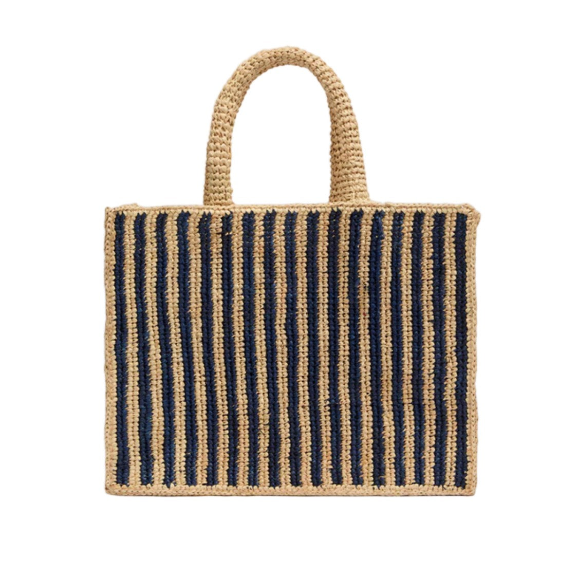 Mc2 Saint Barth Rectangular Raffia Tote Bag With Contrasting Logo