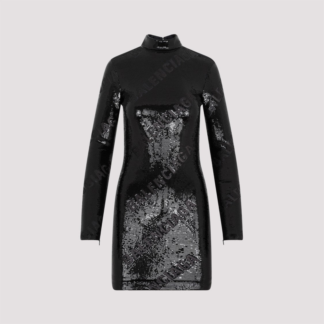 Balenciaga Turtleneck Black Mat Polyamide Dress