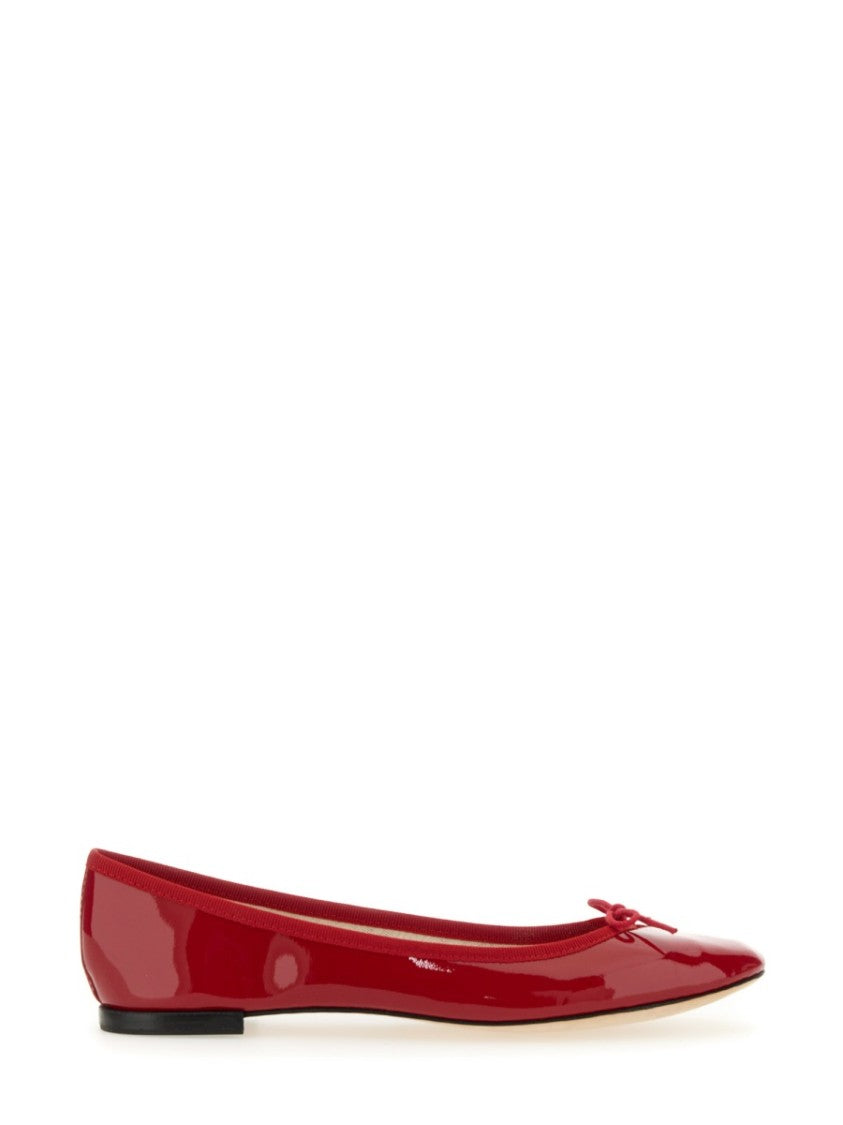 Repetto Glossy Red Ballerina Flats With Delicate Bow Detail