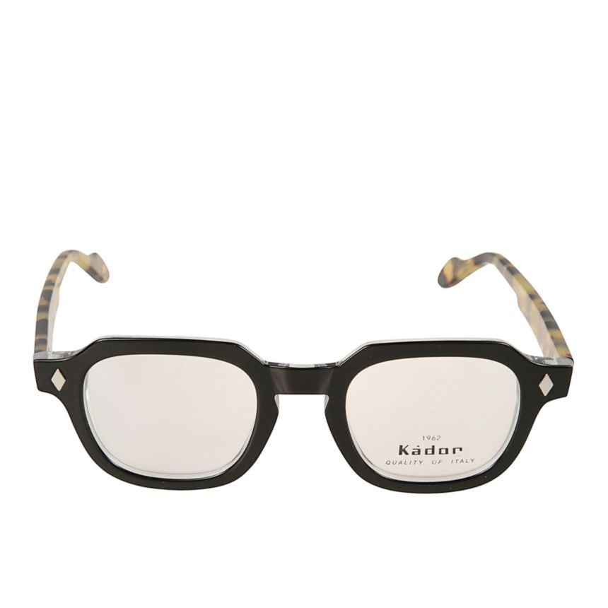 Kador Turbot Geometric Black Frame Eyeglasses With Tortoiseshell Temples