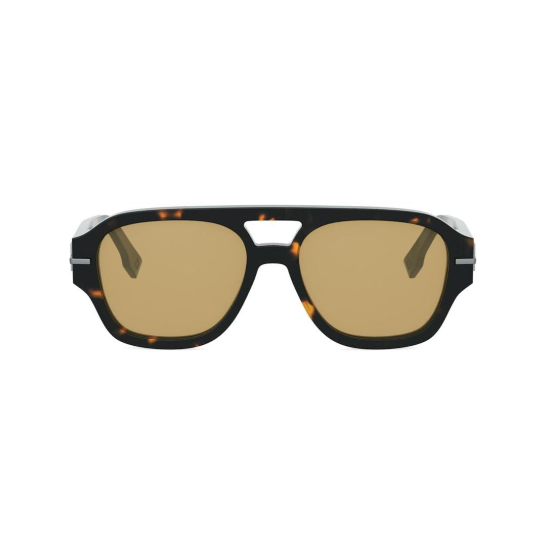 Fendi Bold Rectangular Tortoiseshell Pattern Sunglasses