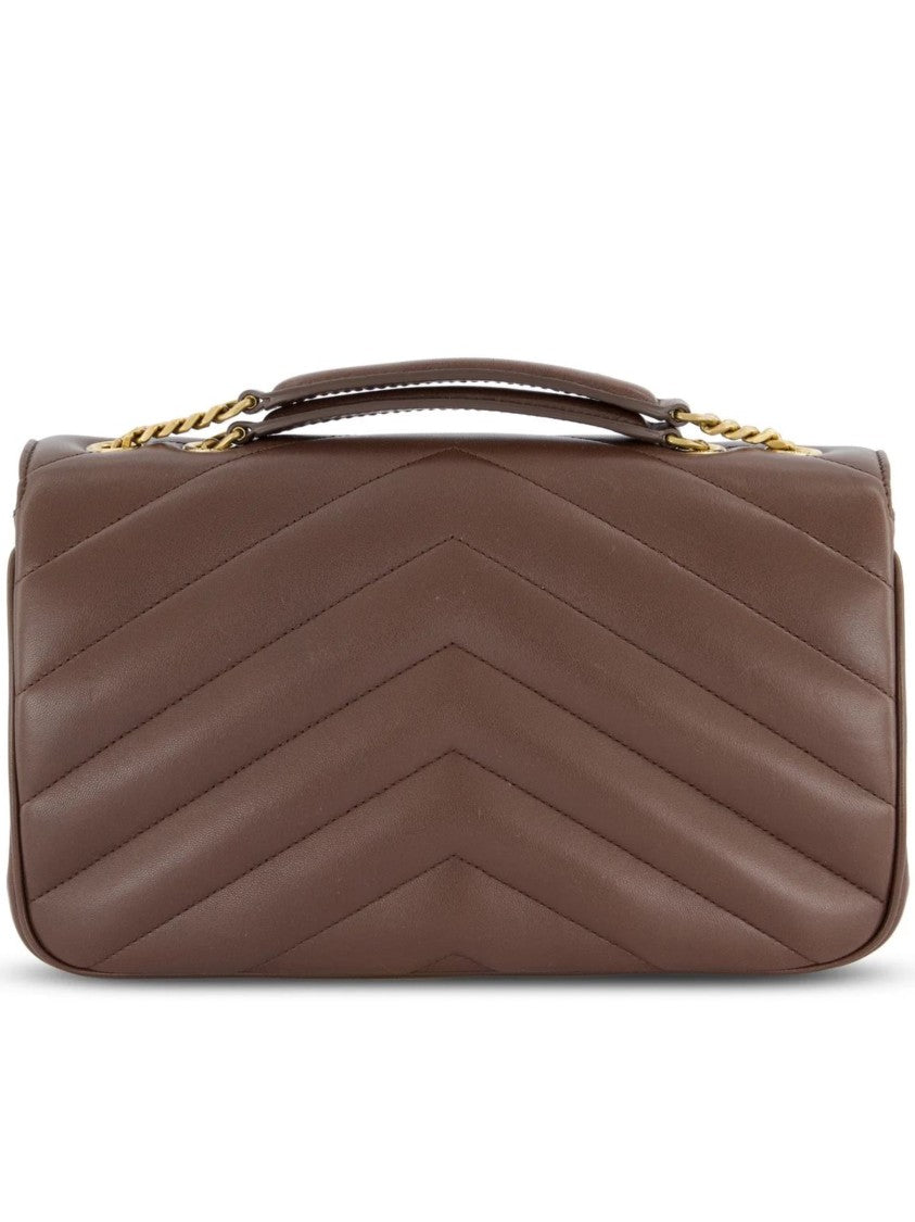 Saint Laurent Loulou M Rectangular Quilted Gold-Chain Handbag
