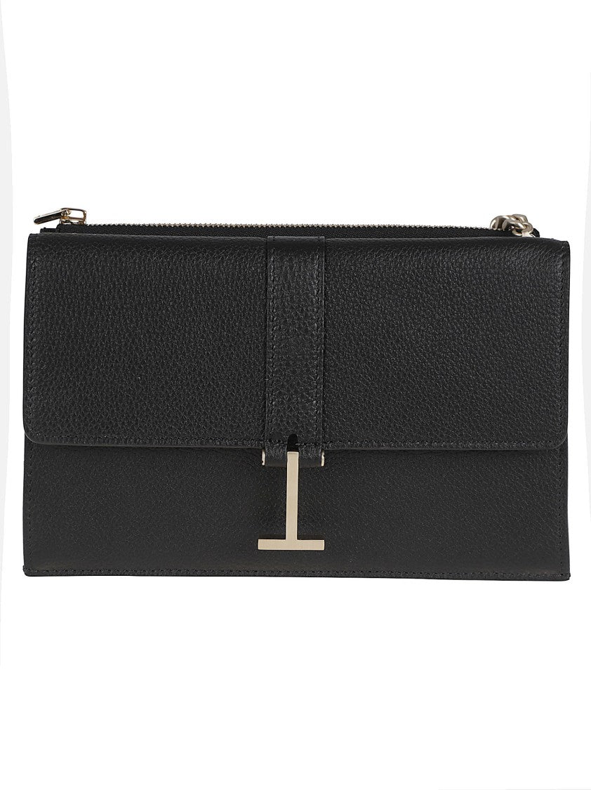 Tom Ford Textured Leather Shoulder Bag With Gold Logo Closure